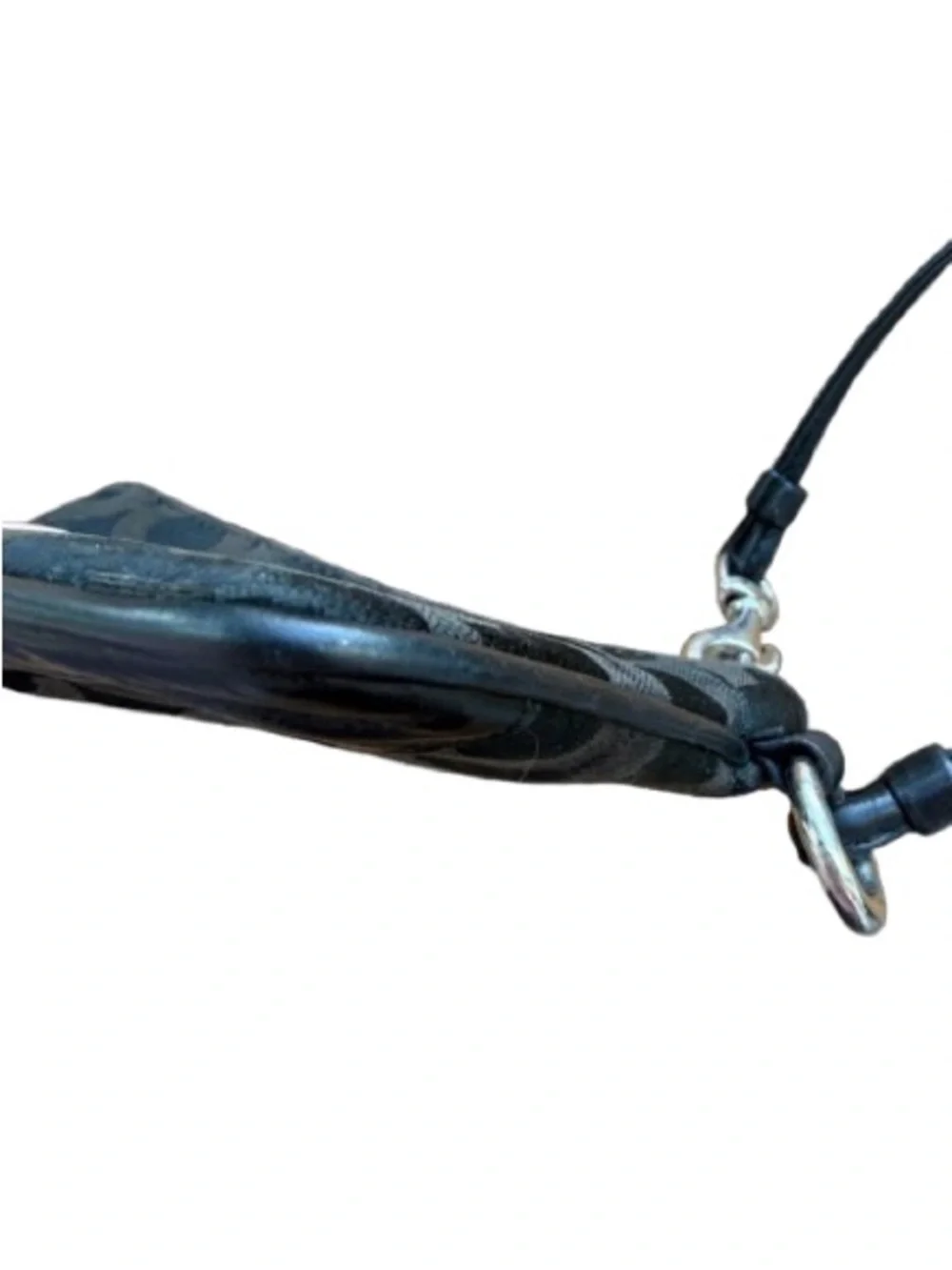 COACH Signature C Mini Wristlet Black Monogram Zip Wallet Pouch Canvas Clutch - Picture 9 of 16